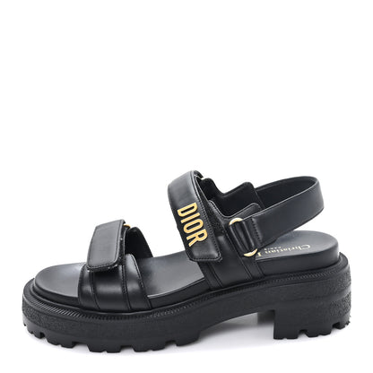 Christian Dior Lambskin Dioract 10mm Sandals 38 Black 1 of 9