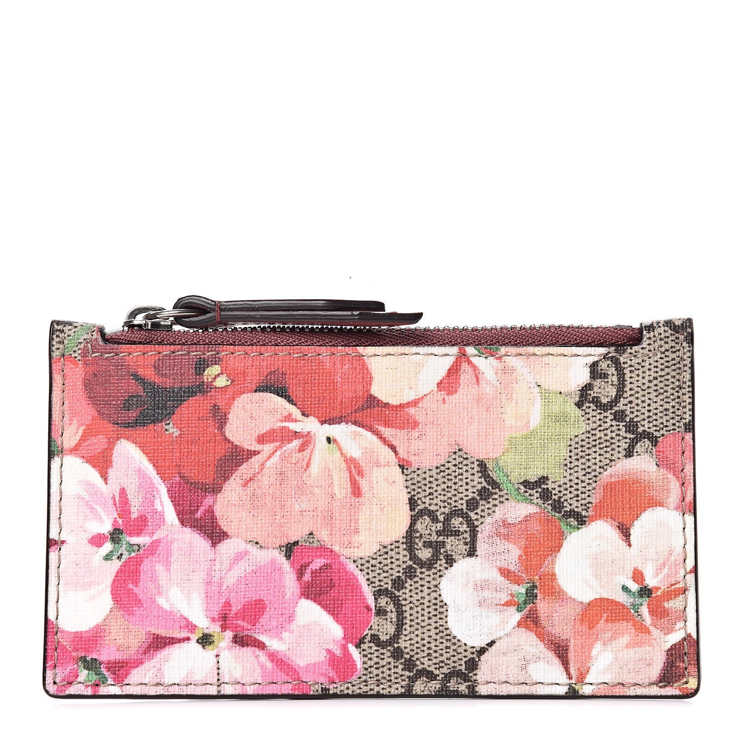 Gucci GG Supreme Monogram Blooms Coin Case Card Holder Beige Multicolor Dry Rose 1 of 7