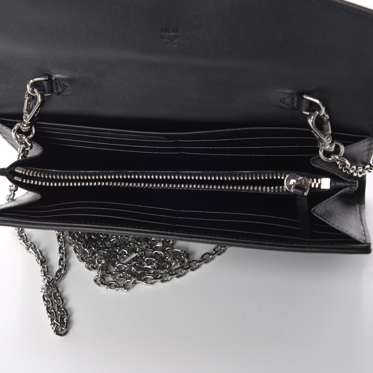 MCM Calfskin Large Patricia Wallet On Chain Black 7 of 10