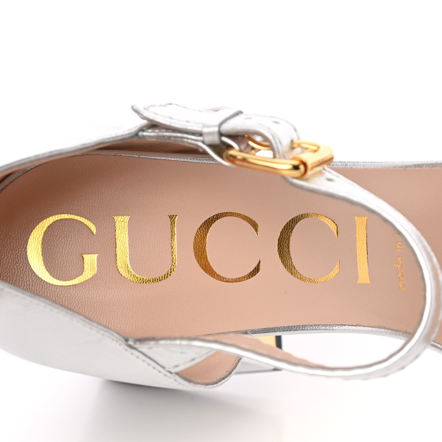 Metallic Nappa Horsebit Cross Strap 95mm Sandals 41 Silver
