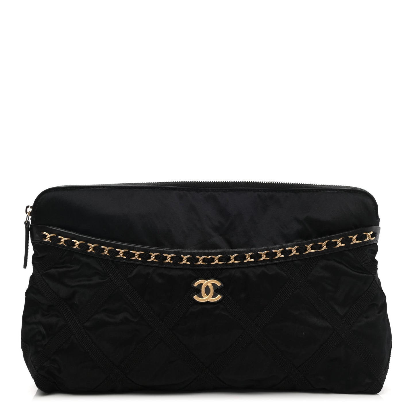 Nylon Grosgrain Large Lifestyle Pouch With Foldable Tote Black
