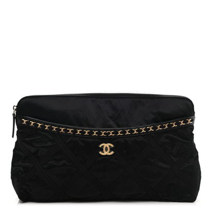 Chanel Nylon Grosgrain Large Lifestyle Pouch With Foldable Tote Black 3 of 11