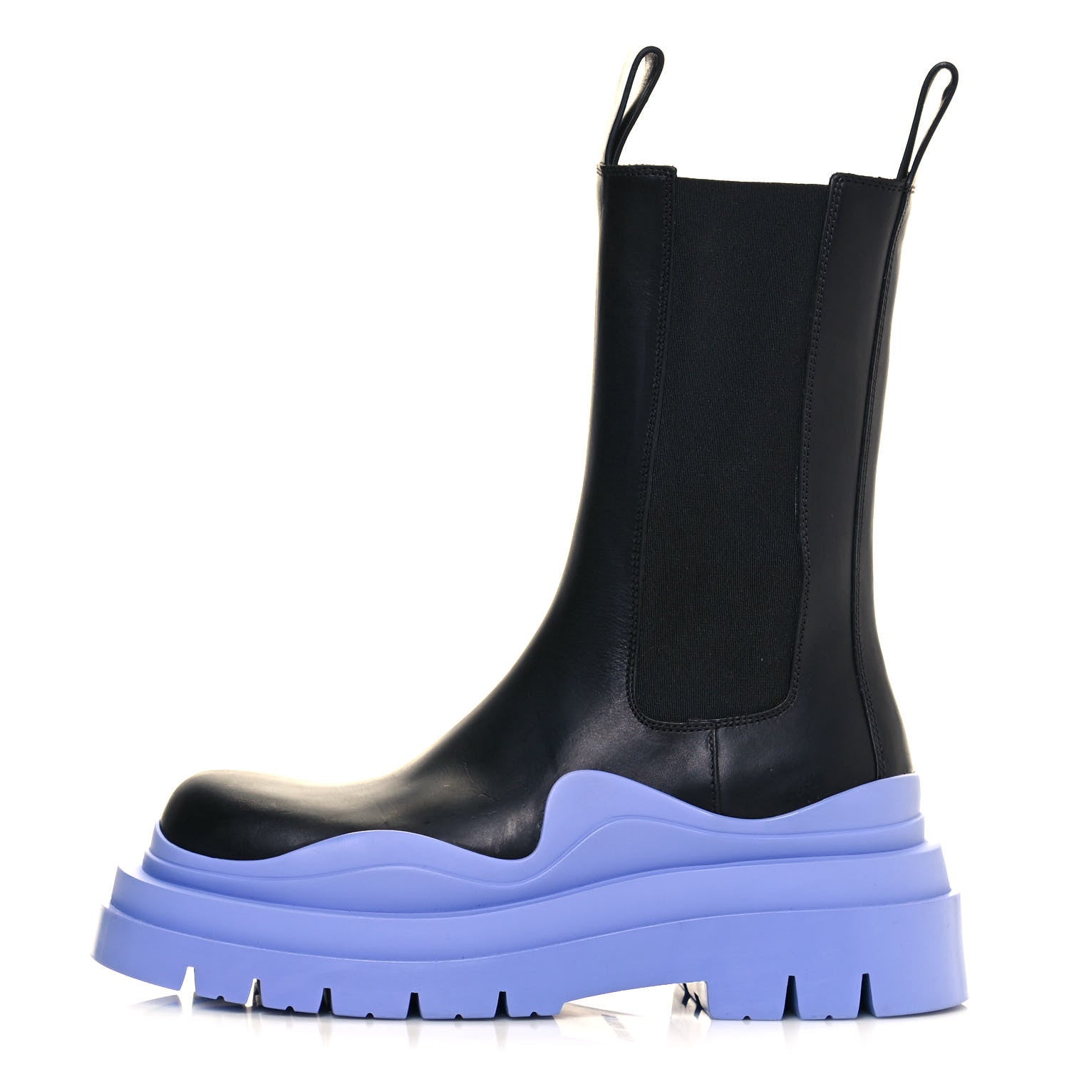 Bottega Veneta Calfskin The Tire Chelsea Boots 37 Black Periwinkle 1 of 10