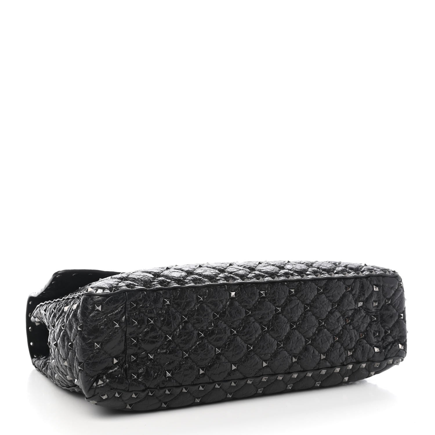 Valentino Garavani Craquele Nappa Large Rockstud Spike Shoulder Bag Black 4 of 8