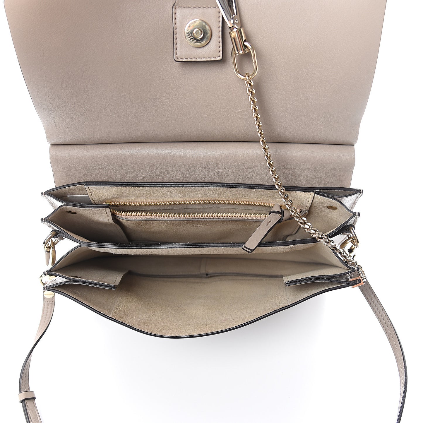 Calfskin Suede Medium Faye Shoulder Bag Motty Grey