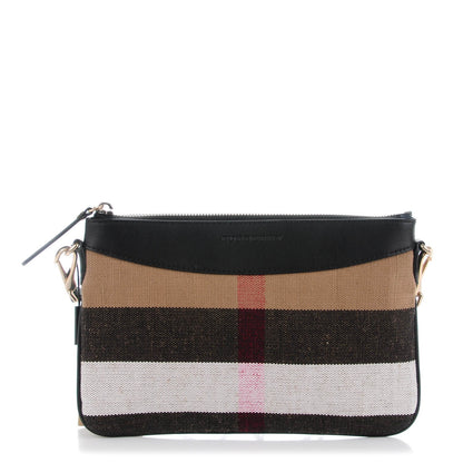 Burberry Mega Check Peyton Crossbody Clutch Bag Black 1 of 8