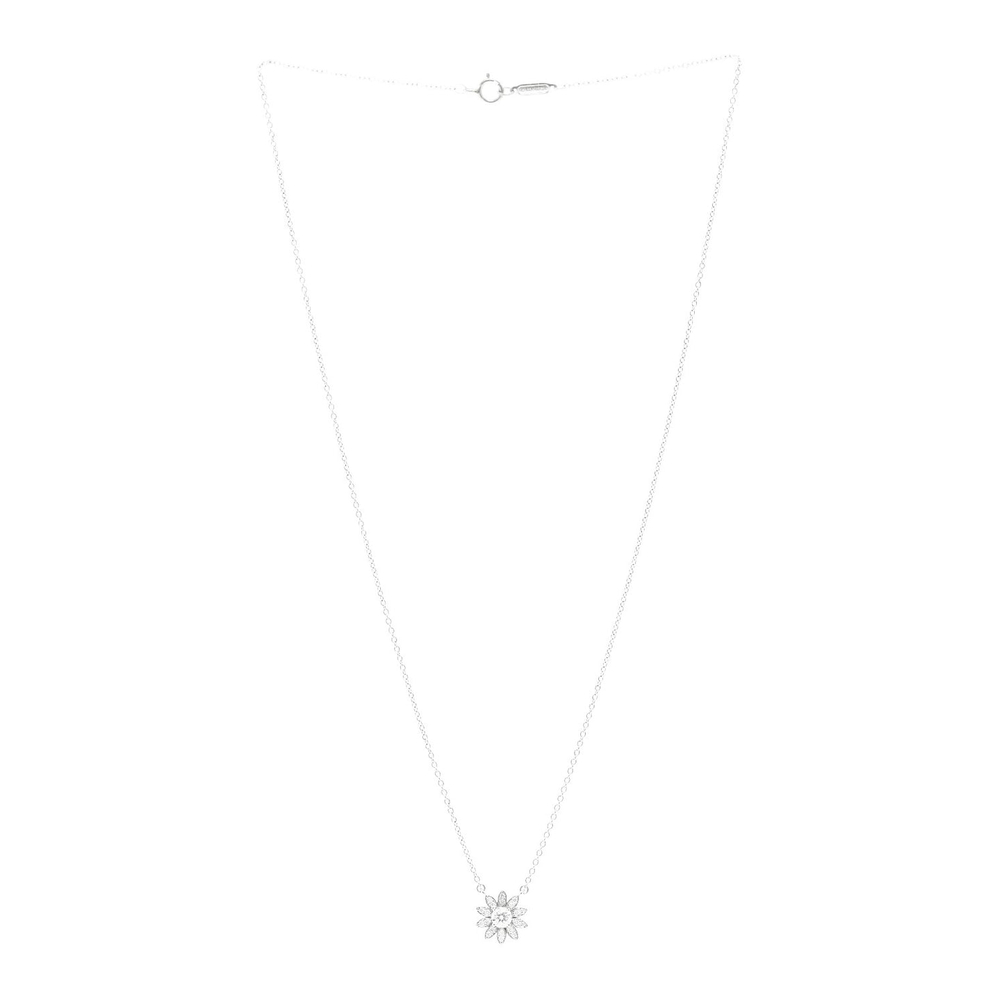Platinum Diamond Small Sunflower Pendant Necklace