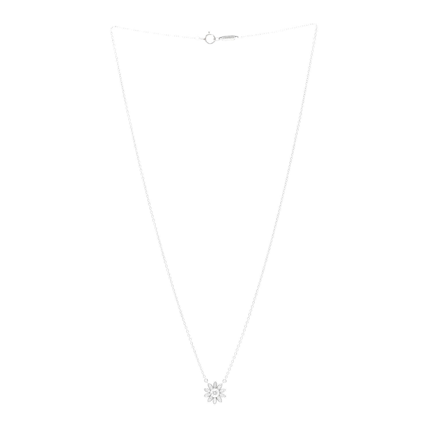 Tiffany Platinum Diamond Small Sunflower Pendant Necklace 3 of 5