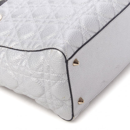 Christian Dior Metallic Grained Calfskin Cannage Medium Supple Lady Dior Silver 6 of 10