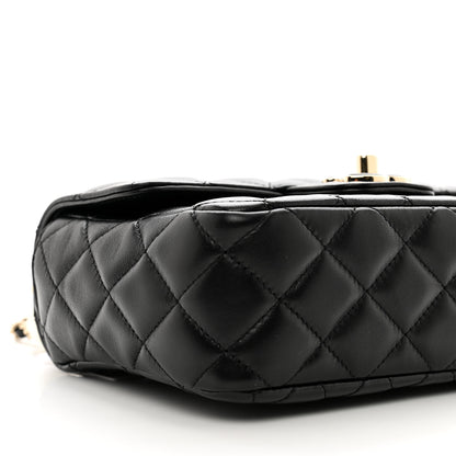 Chanel Lambskin Resin Quilted Mini Heart Square Flap Black 9 of 10