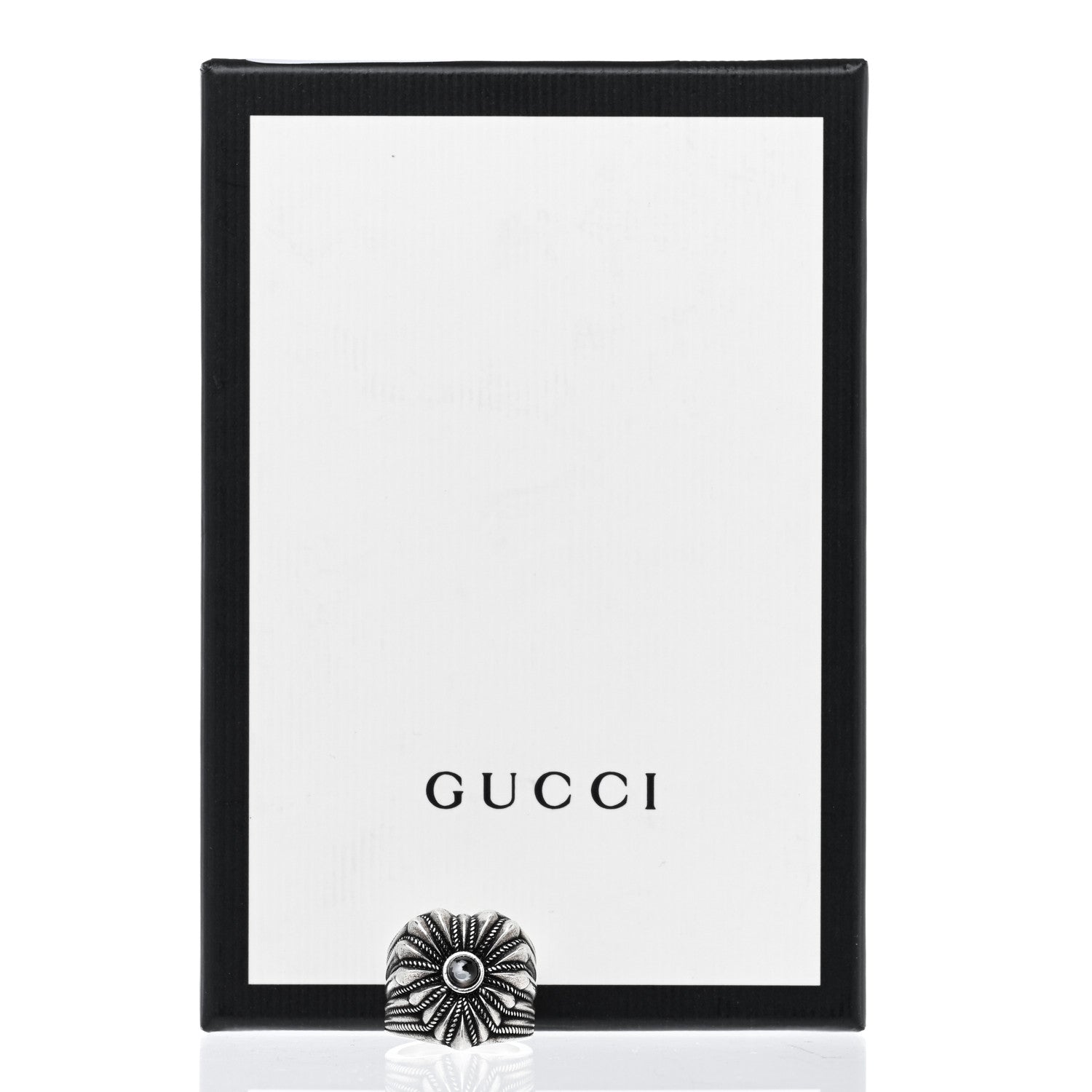 Gucci Sterling Silver Resin Heart Ring 48 4.5 Black 5 of 5