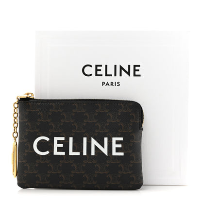 Celine Triomphe Canvas Logo Coin and Card Pouch With Hook Black 8 of 8