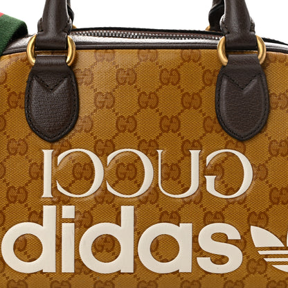 Gucci X ADIDAS Crystal Vintage Monogram Textured Dollar Calfskin Web Trefoil Logo Mini Bowling Bag Mid Natural Nut Off White New Acero 8 of 10