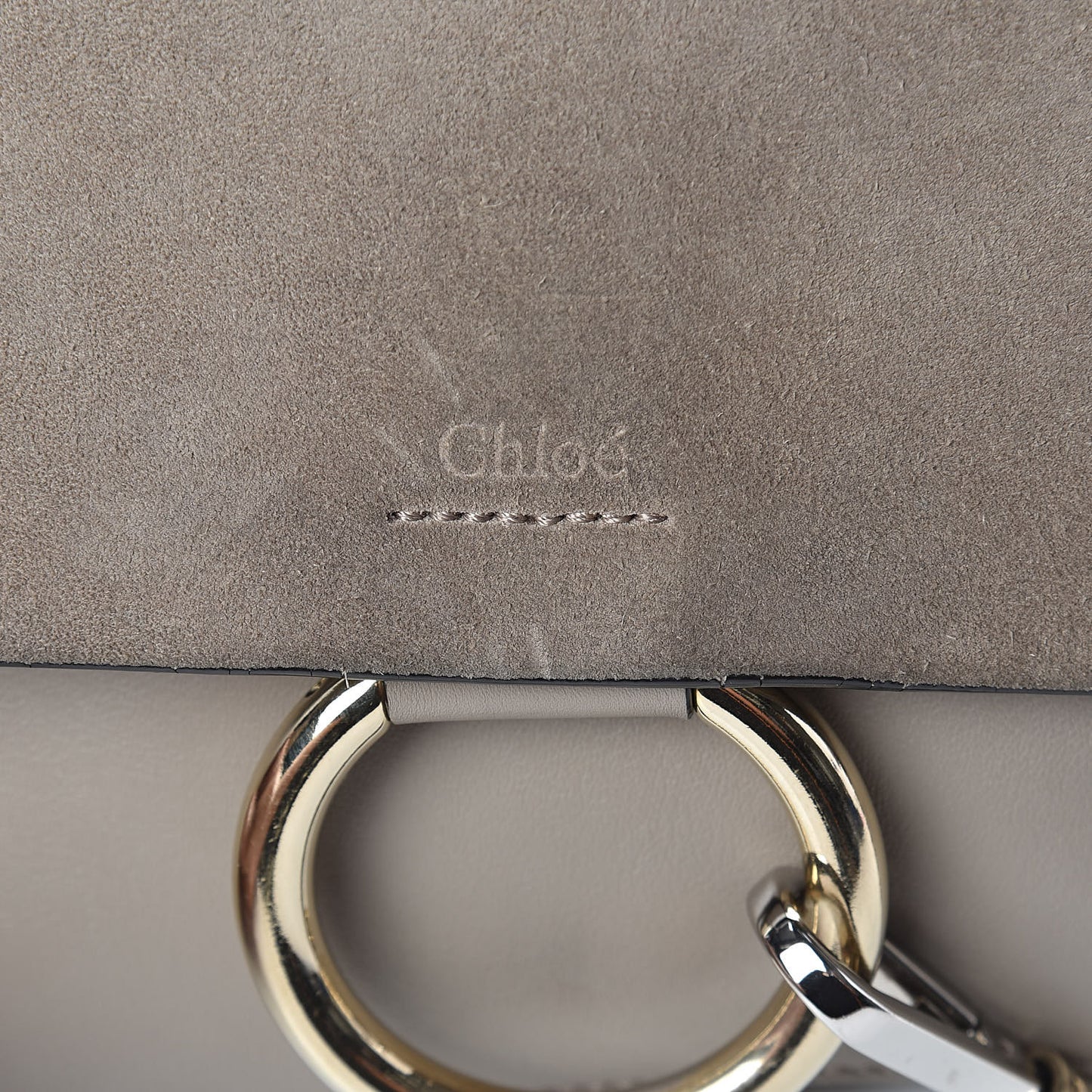 Suede Calfskin Small Faye Shoulder Bag Motty Grey