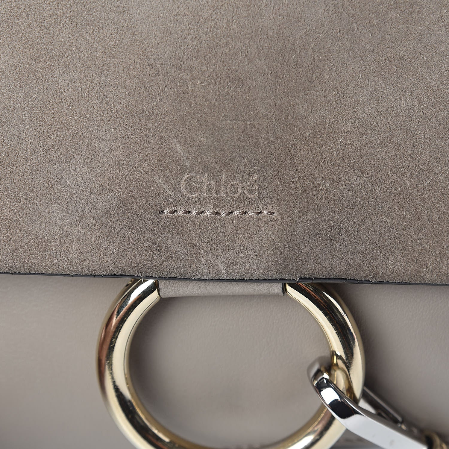Chloe Suede Calfskin Small Faye Shoulder Bag Motty Grey 10 of 10