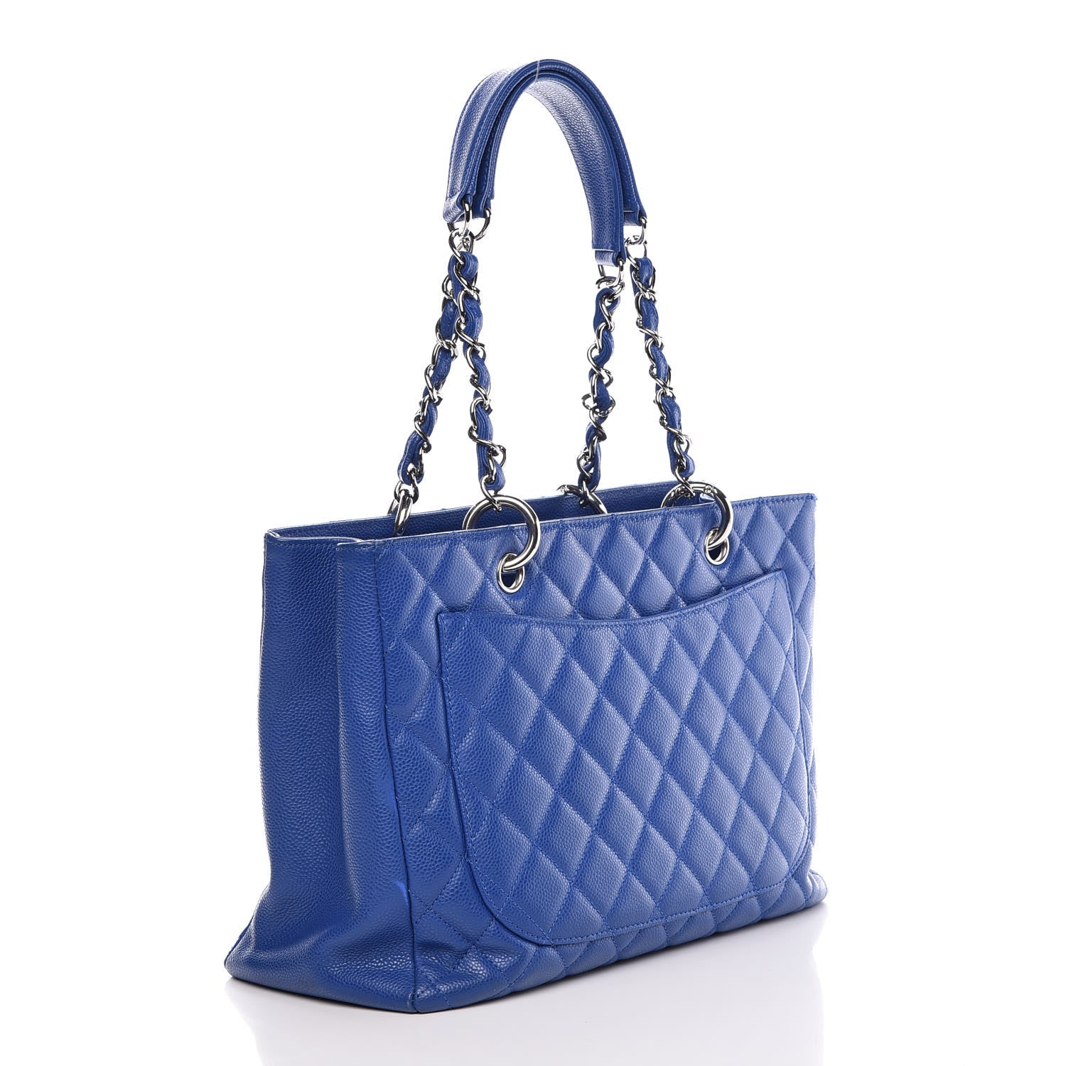 Chanel Caviar Quilted Grand Shopping Tote GST Blue 3 of 16
