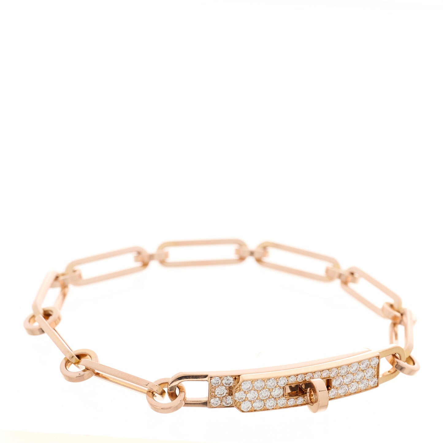 18K Rose Gold Diamond Pave PM Kelly Chaine Bracelet SH