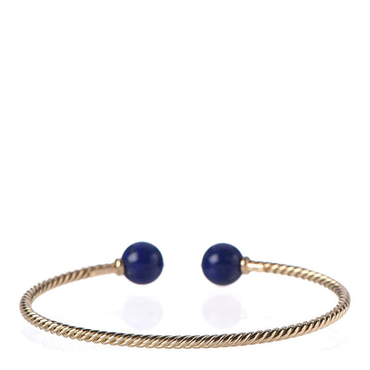 David Yurman 18K Yellow Gold Lapis Lazuli 8.5mm Solari Bracelet 3 of 5