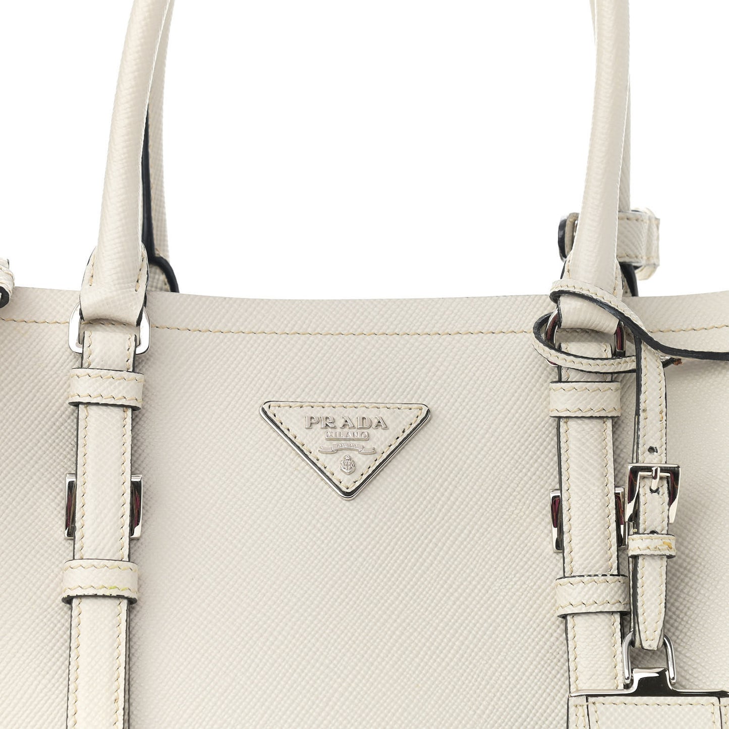 Saffiano Cuir Medium Double Handle Tote Talco Black