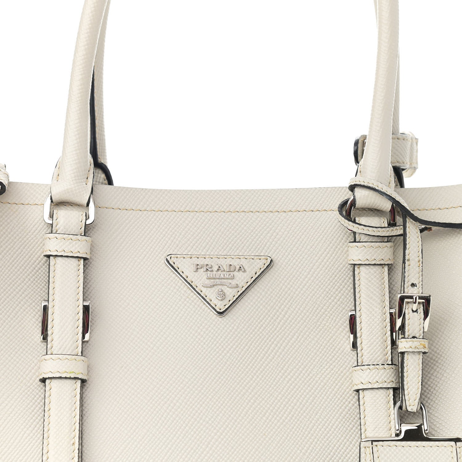 Prada Saffiano Cuir Medium Double Handle Tote Talco Black 7 of 13