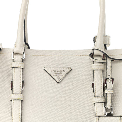 Prada Saffiano Cuir Medium Double Handle Tote Talco Black 7 of 13