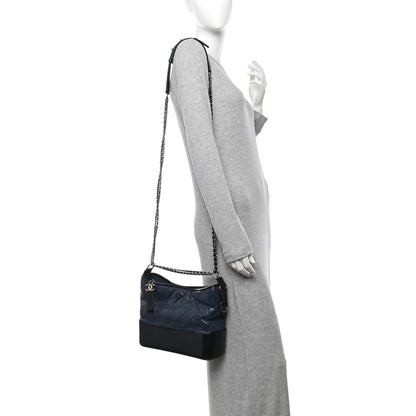 Chanel Aged Calfskin Quilted Medium Gabrielle Hobo Navy Black 2 of 10