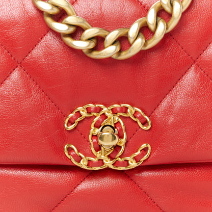 Chanel Goatskin Quilted Medium Chanel 19 Flap Red 8 of 10