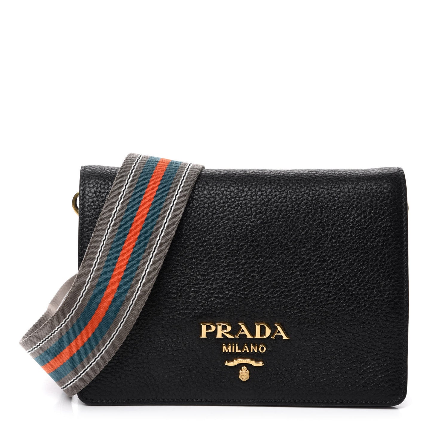 Vitello Daino Flap Crossbody Black