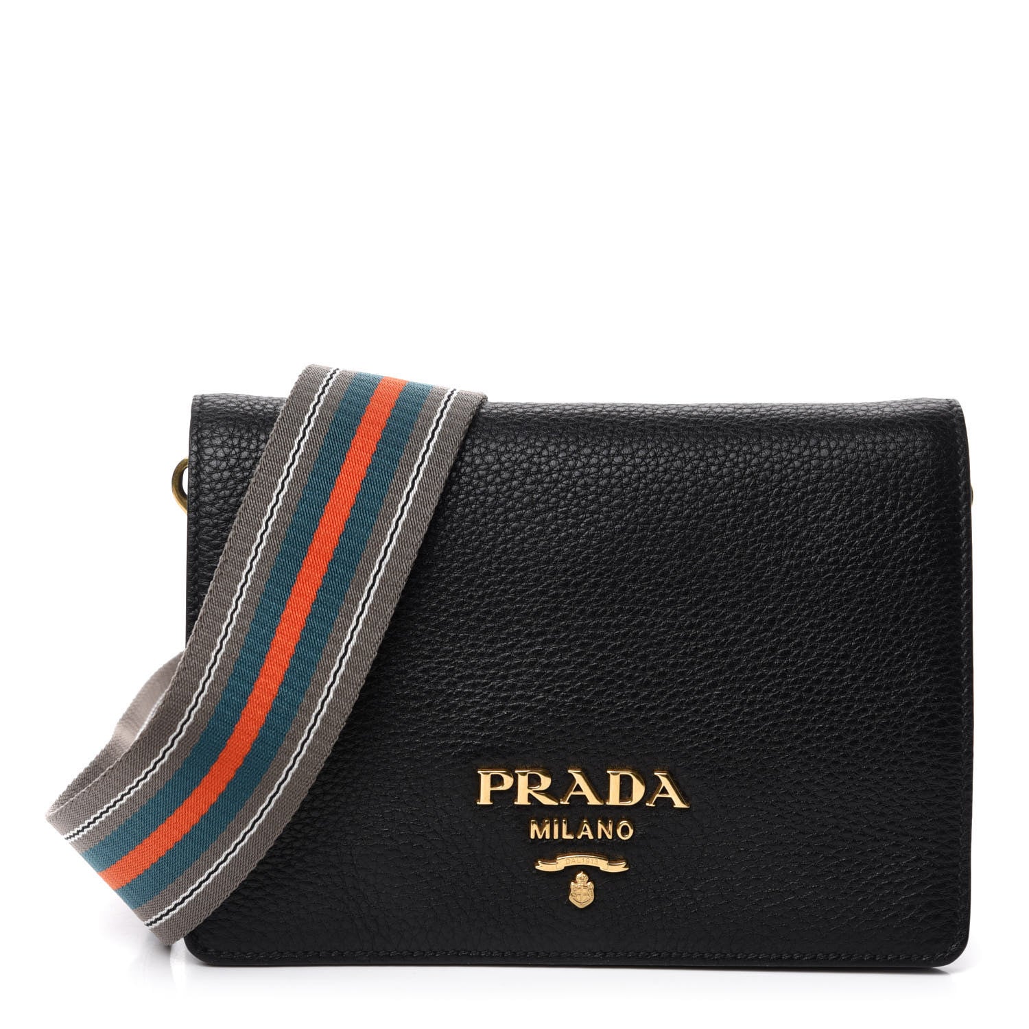 Prada Vitello Daino Flap Crossbody Black 1 of 11