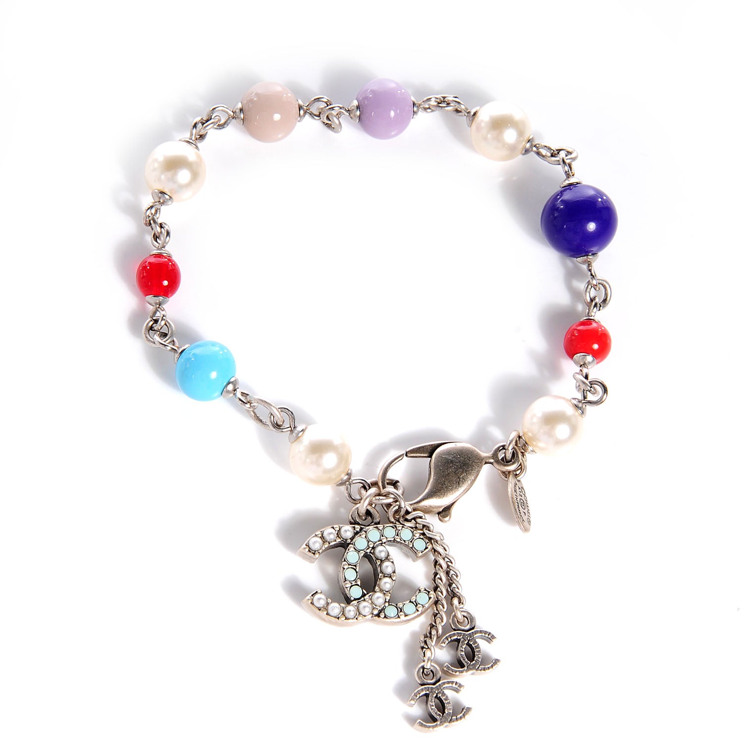 Chanel Pearl Beaded CC Charm Bracelet Multicolor 1 of 6
