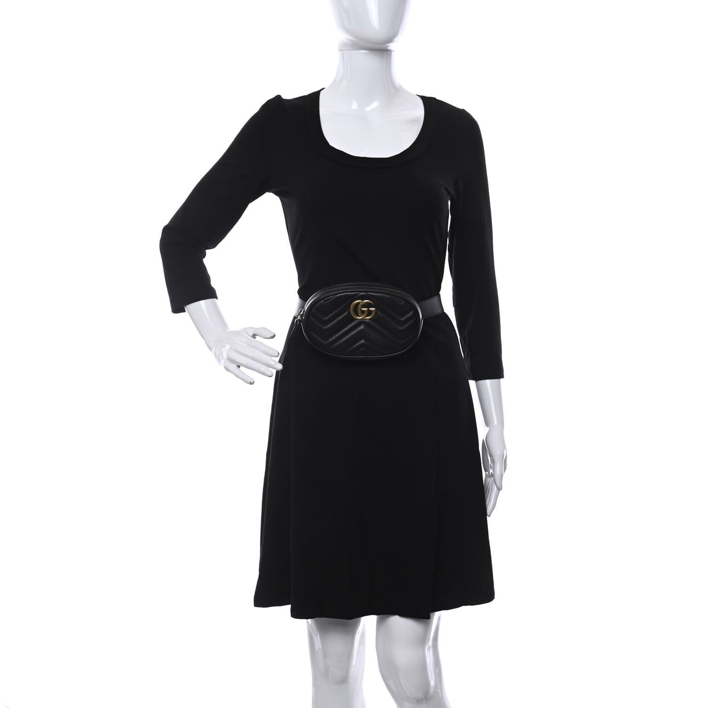 Calfskin Matelasse GG Marmont Belt Bag 85 34 Black