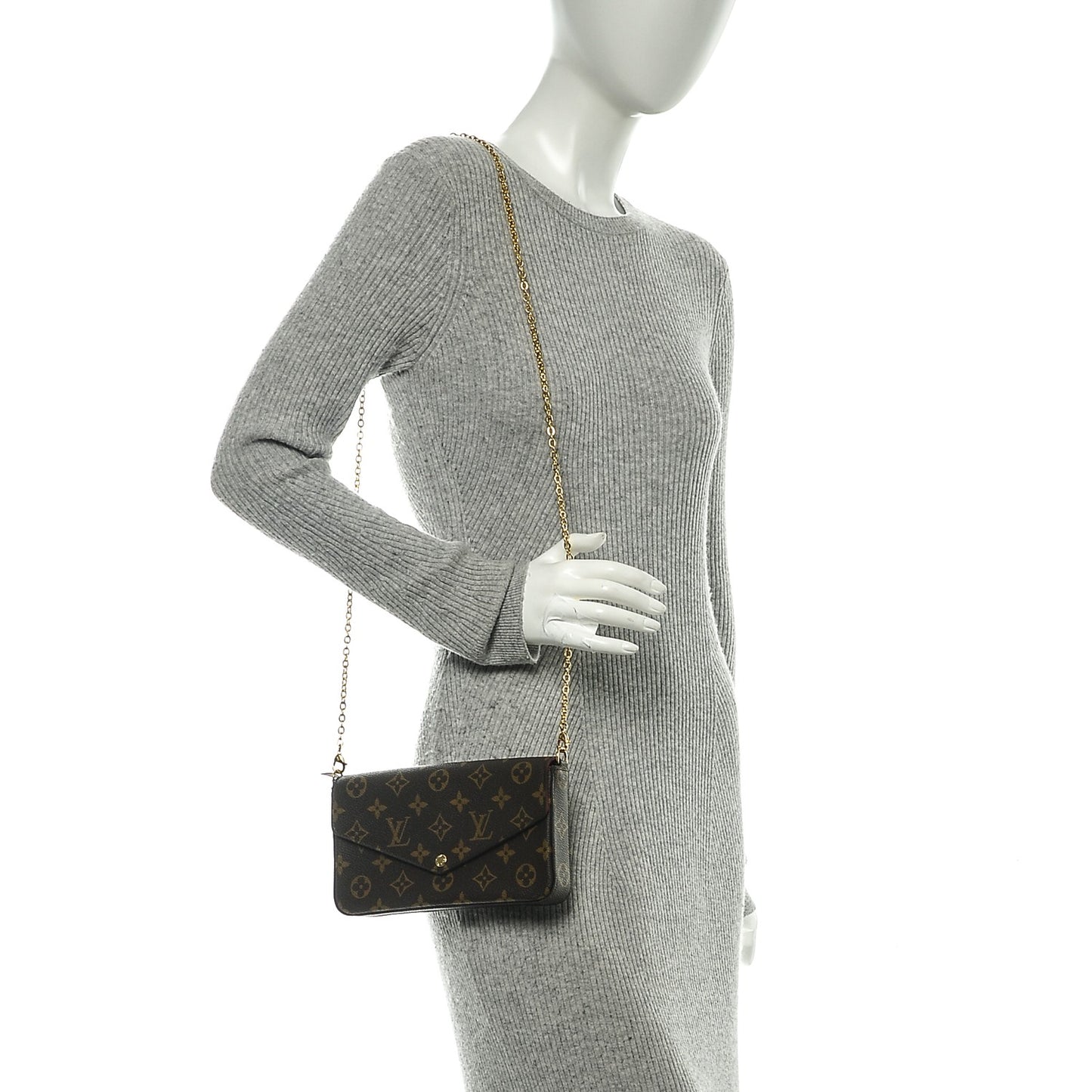 Monogram Pochette Felicie Chain Wallet Fuchsia