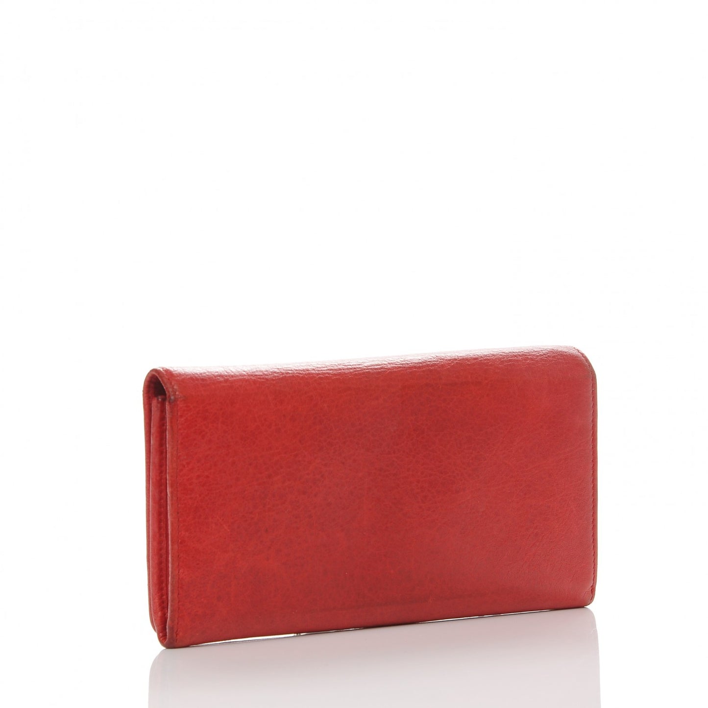 Agneau Giant 12 Gold Hardware Money Wallet Rouge Coquelicot