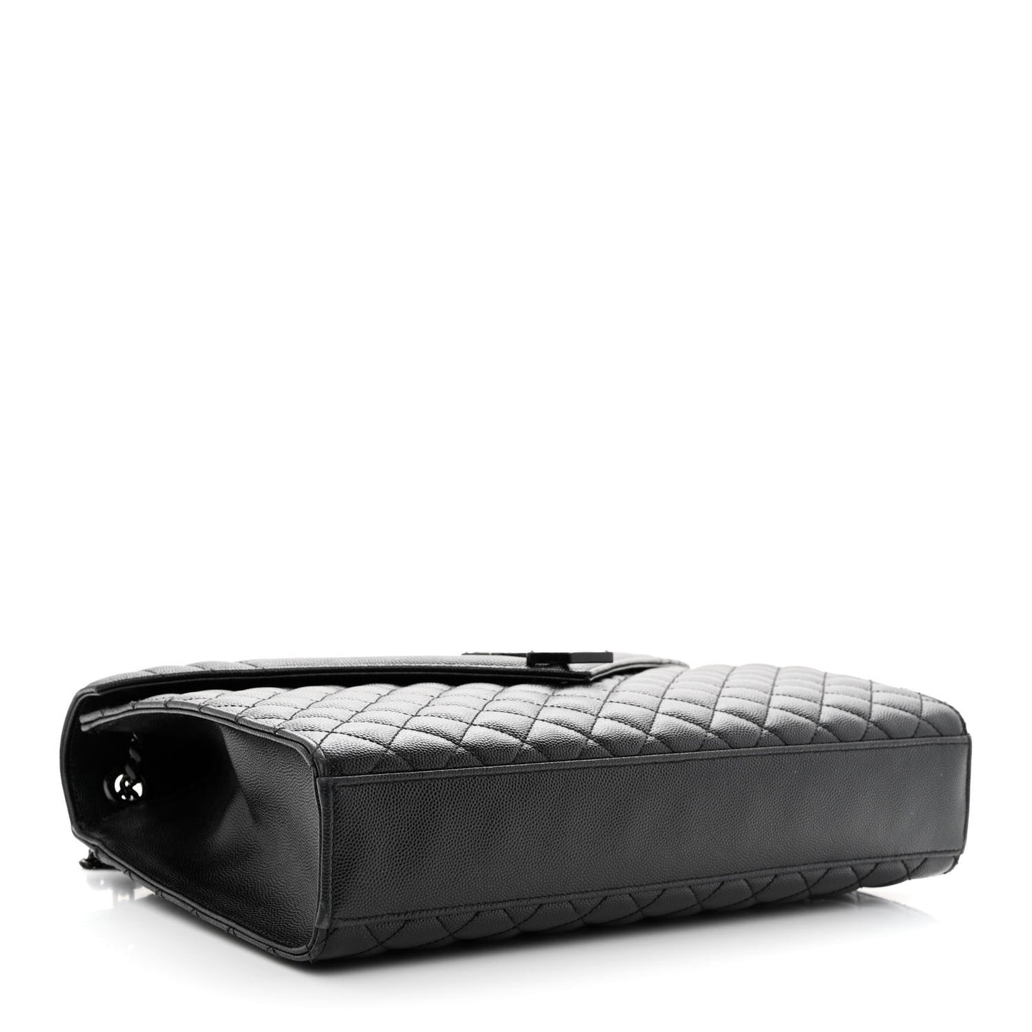 Grain De Poudre Textured Mixed Matelasse Large Triquilt Monogram Monochrome Satchel Black