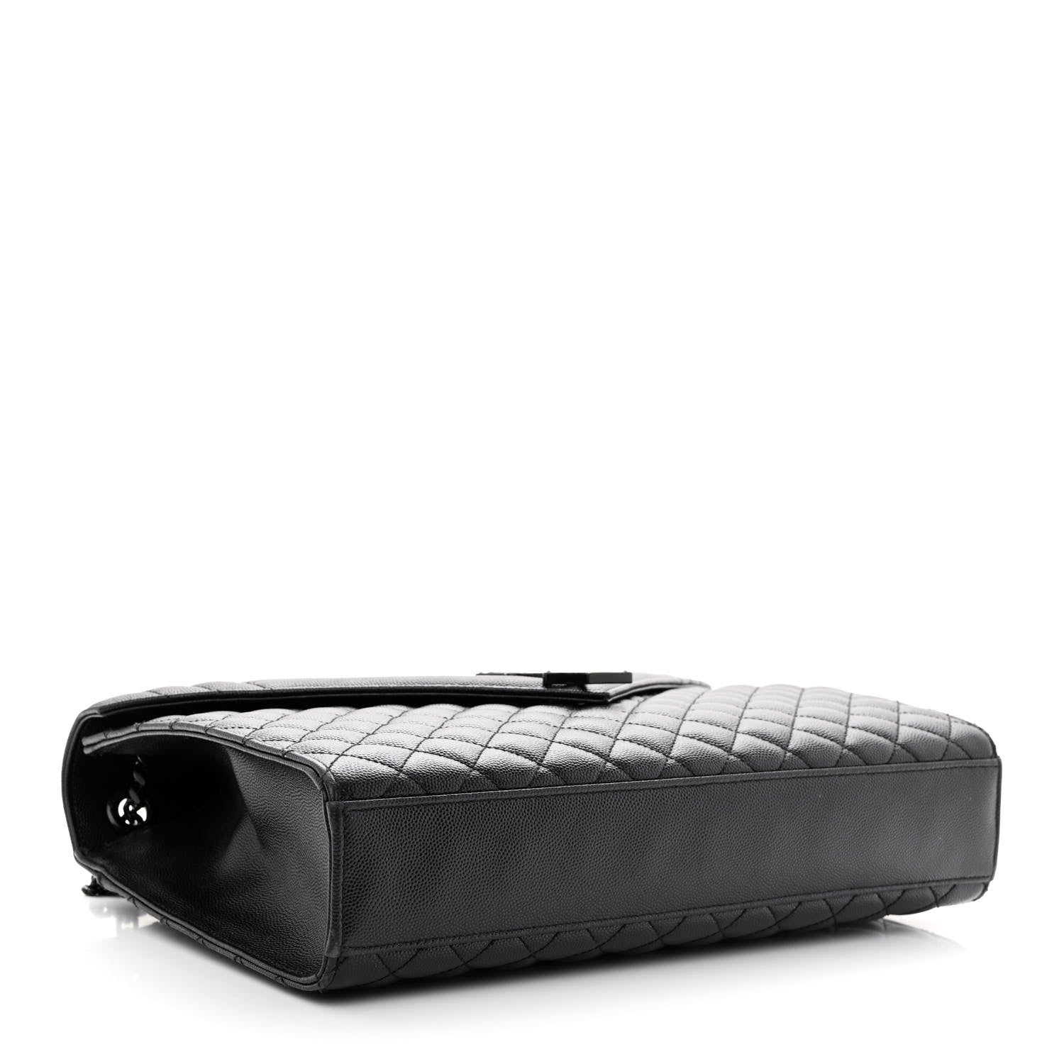 Saint Laurent Grain De Poudre Textured Mixed Matelasse Large Triquilt Monogram Monochrome Satchel Black 4 of 12