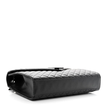 Saint Laurent Grain De Poudre Textured Mixed Matelasse Large Triquilt Monogram Monochrome Satchel Black 4 of 12
