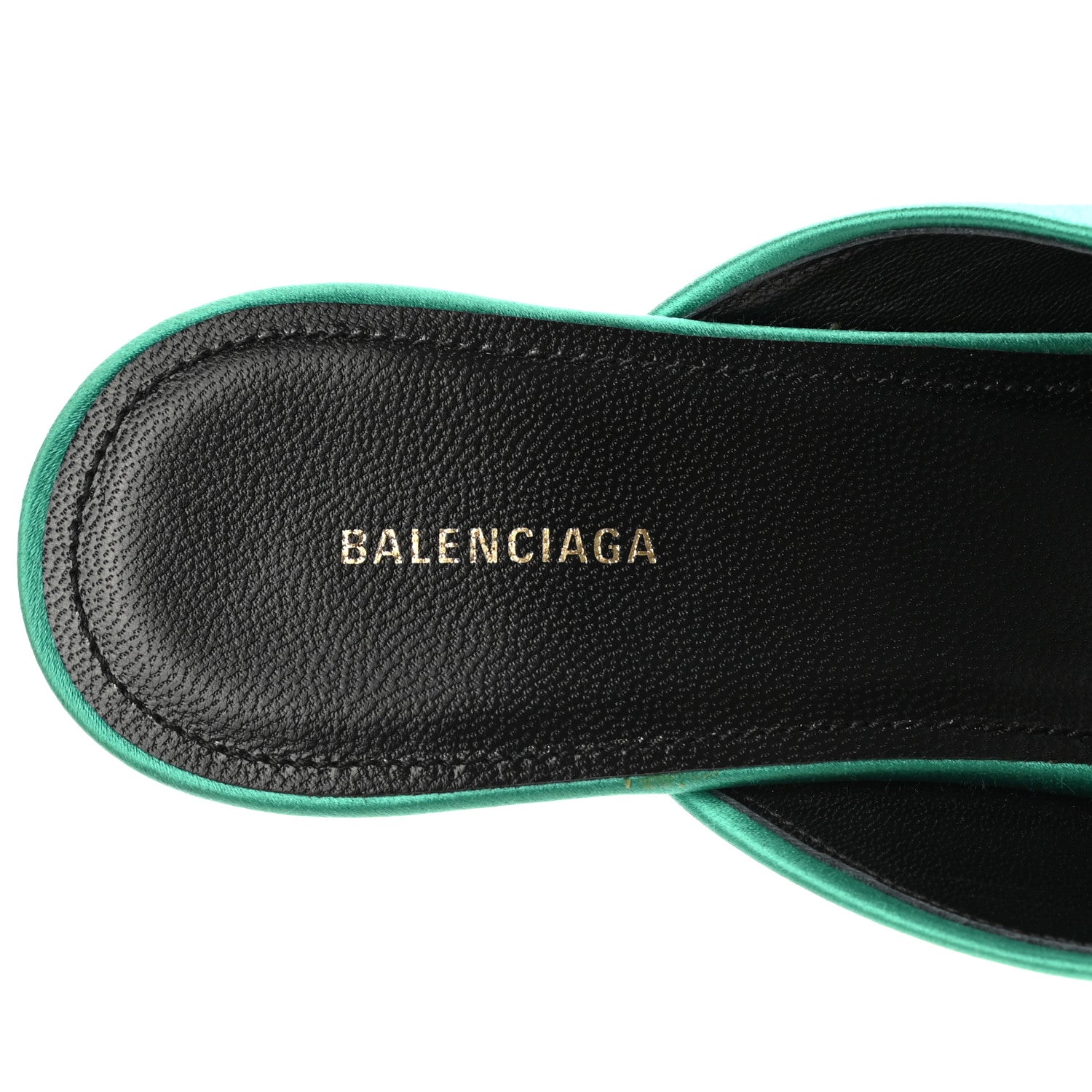 Balenciaga Satin Pointed Toe Knife 40mm Mules 38 Vert Emeraude 7 of 10