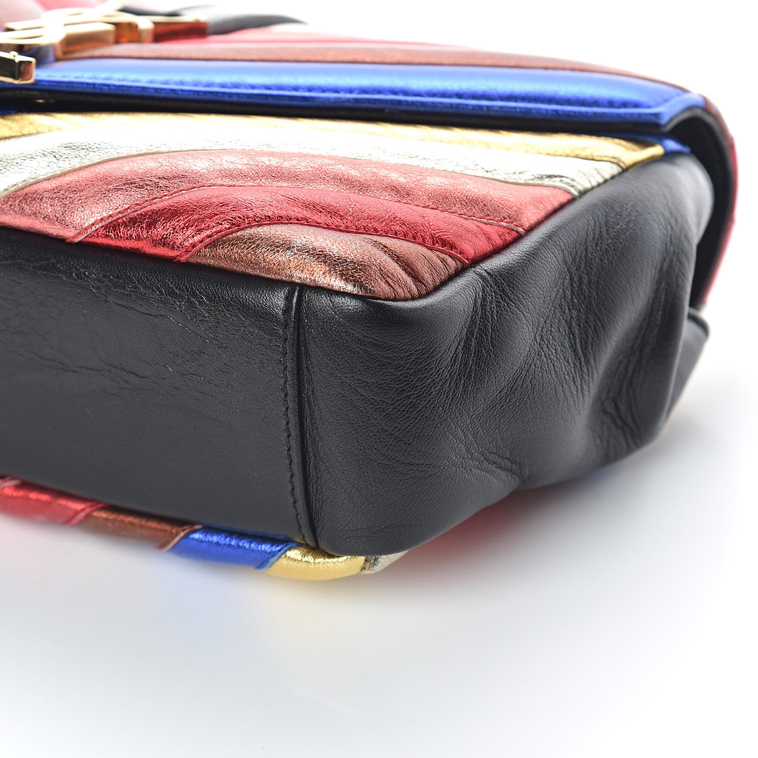 Saint Laurent Metallic Calfskin Matelasse Chevron Monogram Medium College Satchel Multicolor 8 of 8