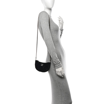 Chanel Velvet Crystal Quilted Chain Hobo Black 2 of 10