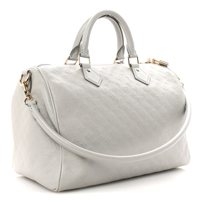 Louis Vuitton Calfskin Minigram Speedy Soft 30 Cloud Gray 3 of 9