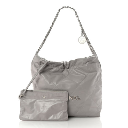 Chanel Shiny Calfskin Quilted Small Chanel 22 Grey 2 of 15