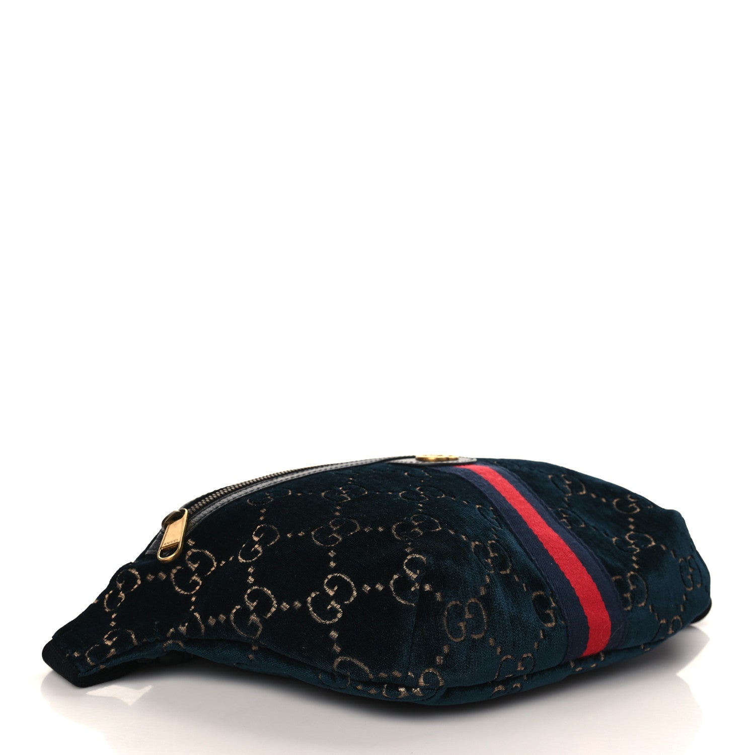 Gucci Velvet GG Monogram Web Belt Bag Blue Beige 4 of 9