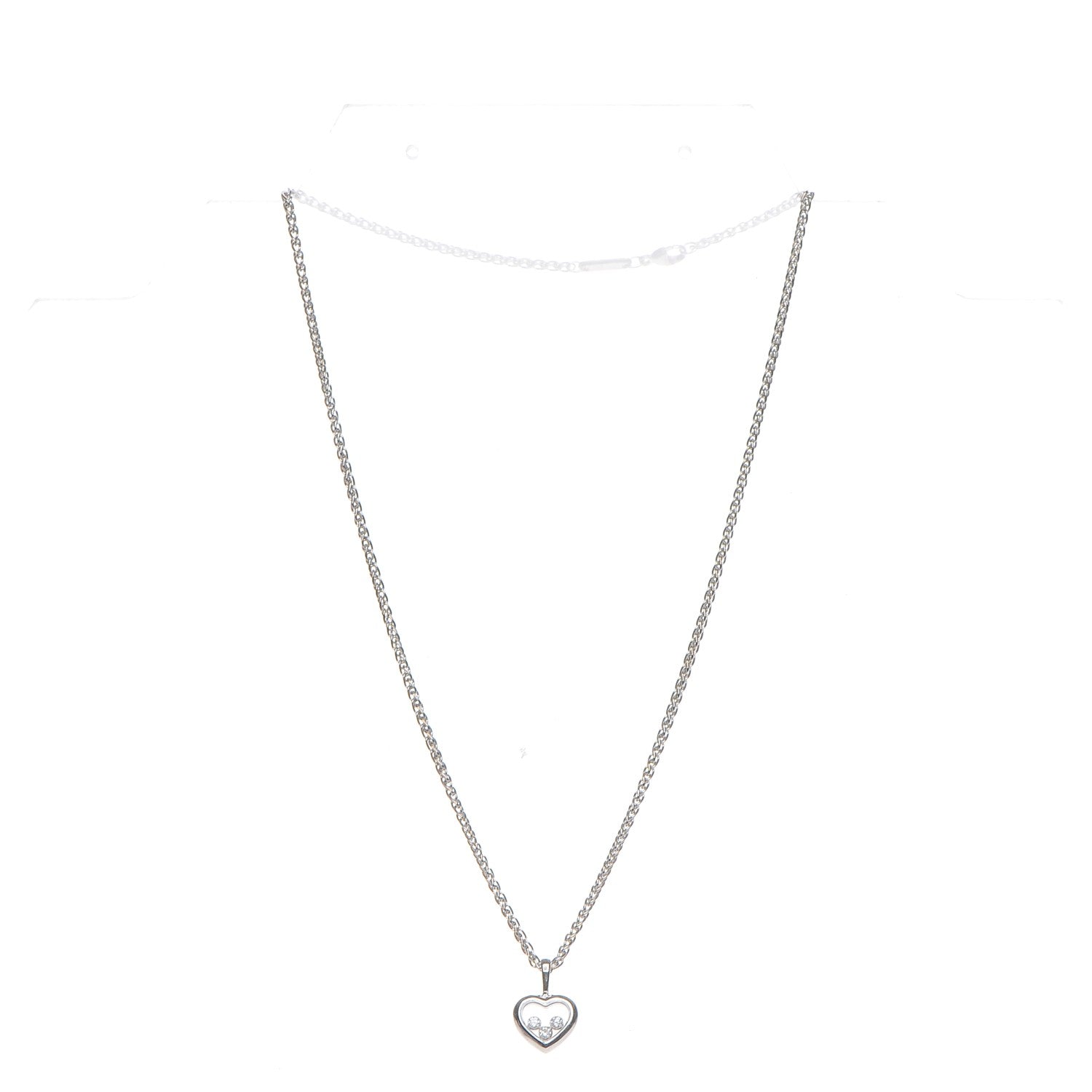 Chopard 18K White Gold 3 Happy Diamonds Icons Heart Pendant Necklace 4 of 8