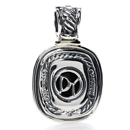 David Yurman Sterling Silver 14K Yellow Gold Black Onyx 10mm Albion Enhancer Pendant 3 of 3