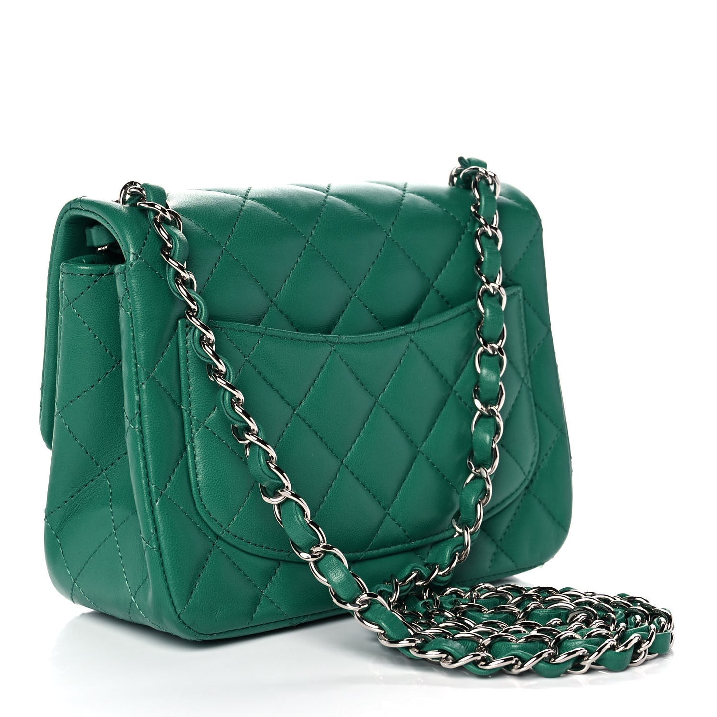 Lambskin Quilted Mini Square Flap Green