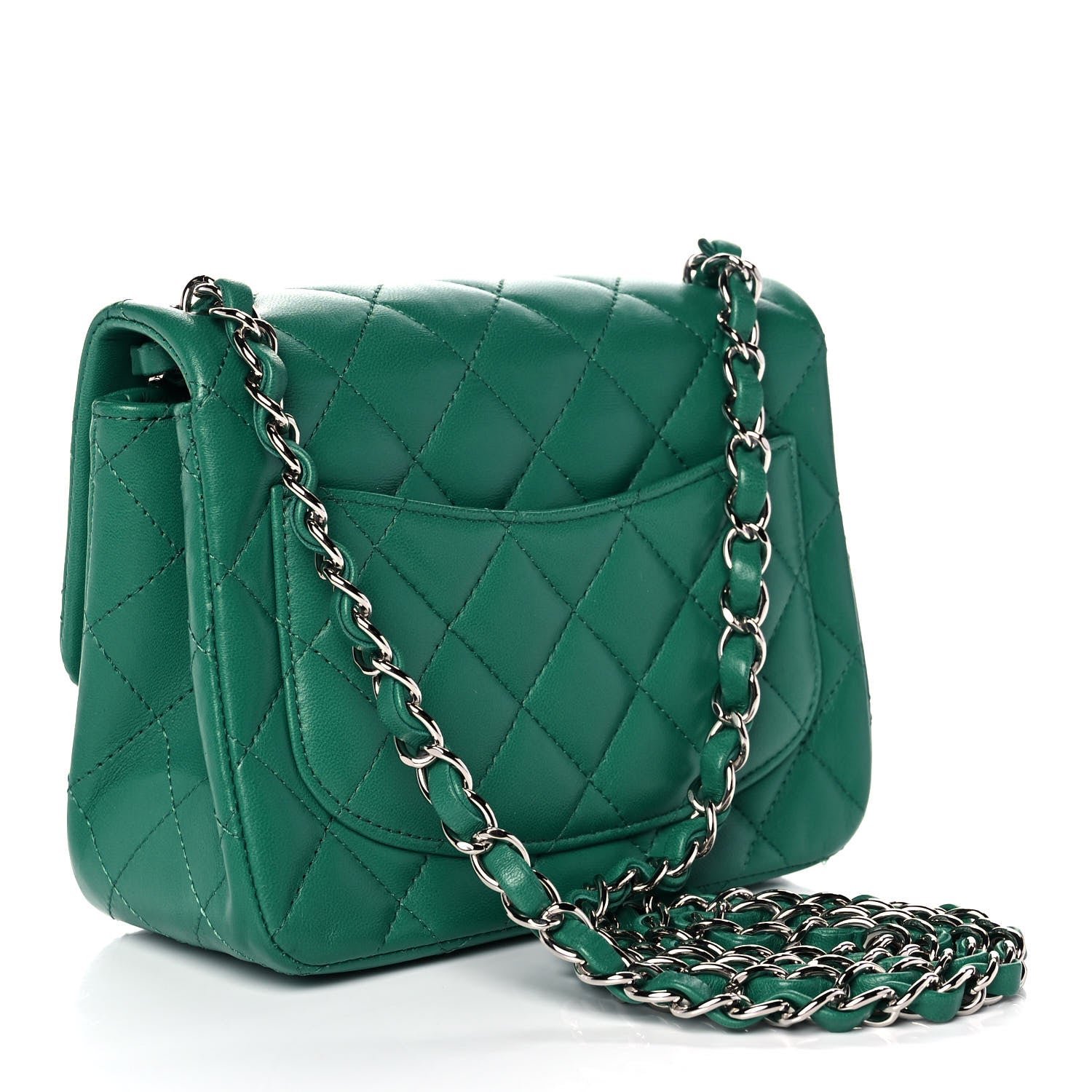 Chanel Lambskin Quilted Mini Square Flap Green 3 of 13