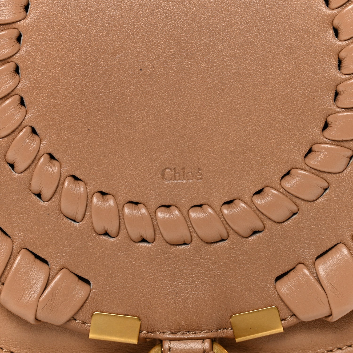 Chloe Smooth Calfskin Braided Small Marcie Saddle Bag Light Tan 7 of 11