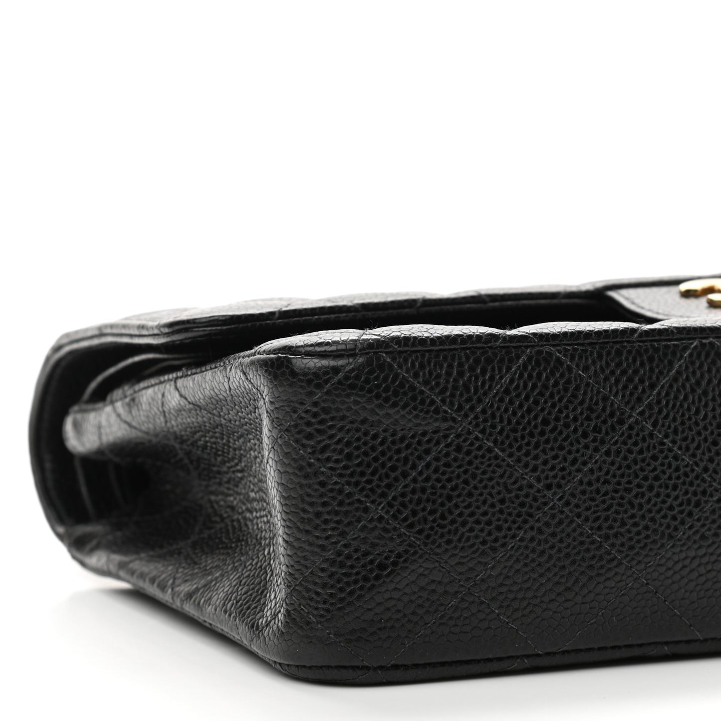 Caviar Quilted Medium Double Flap Black