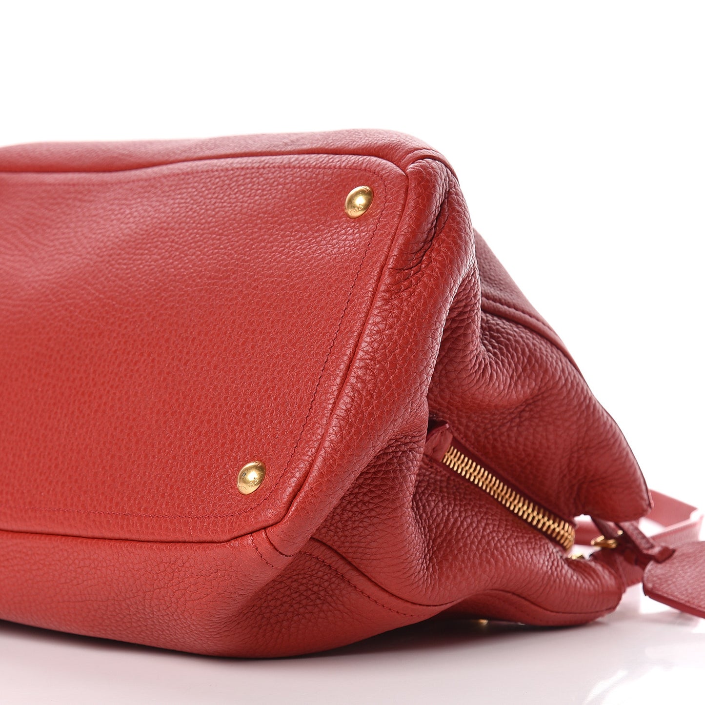 Vitello Daino Small Double Tote Rosso