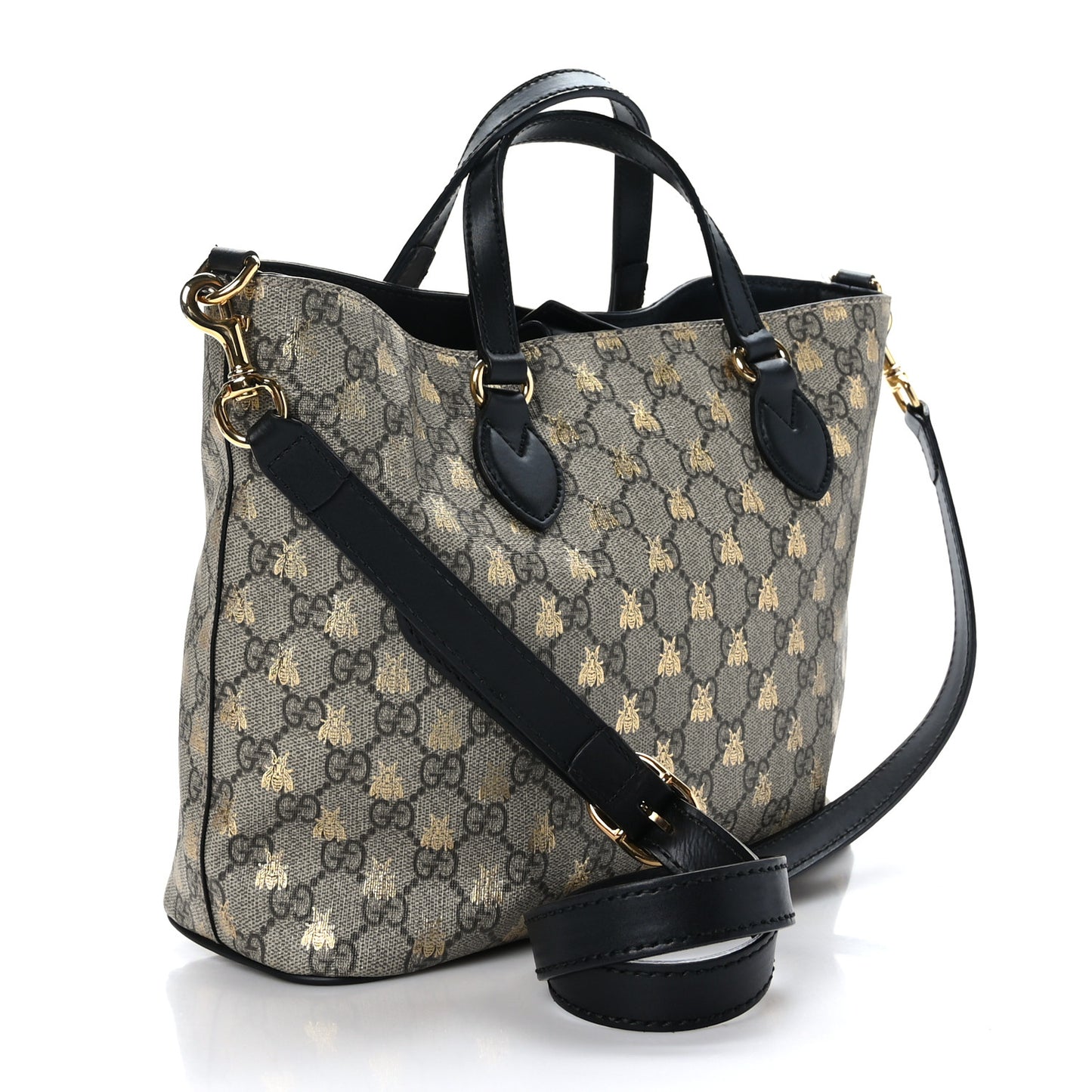 Soft GG Supreme Monogram Bees Small Crossbody Tote Beige Oro Black